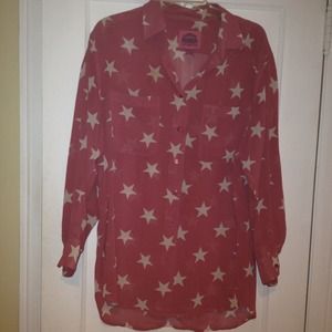 STAR SHEER OVERSIZED BUTTON DOWN SHIRT