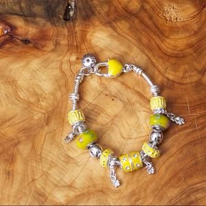 Multi Yellow Enamel Charm Bracelet