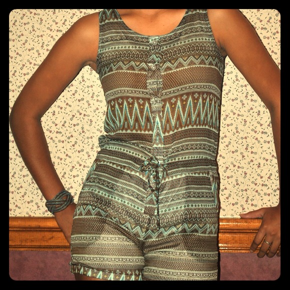 🌟REDUCED🌟 Chocolate Brown & Baby Blue Romper