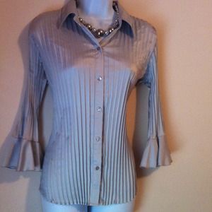 **SOLD**Silver Satin pleated blouse