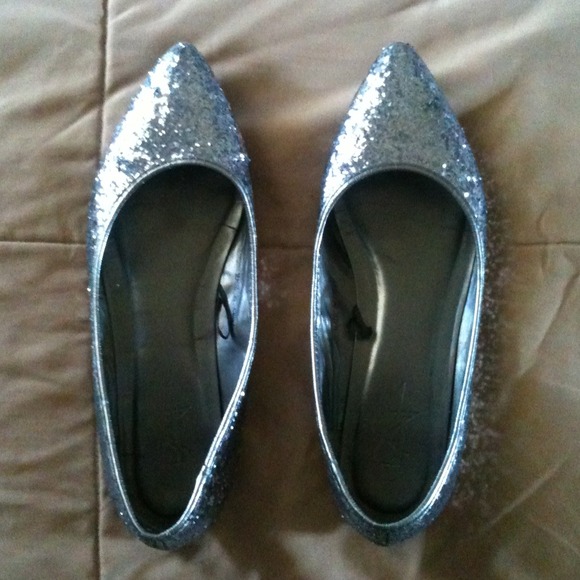 Silver Glitter Flats