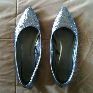 Silver Glitter Flats