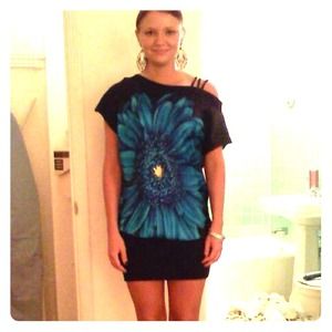 Black and blue flower dress