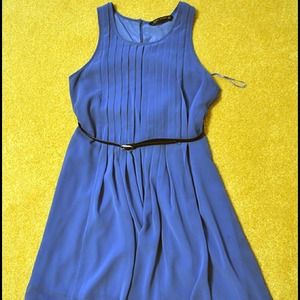 Zara blue front pleated dress