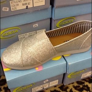 Shoes - NWT Silver Glitter Slip On Shoe Shoes - NWT Silver Glitter Slip On Shoe