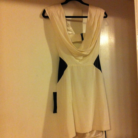 white and black Bebe dress
