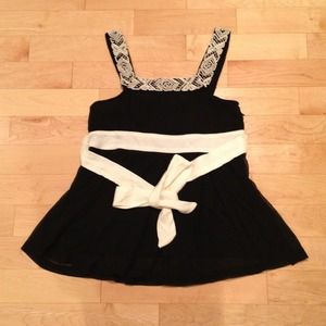 Dressy Black & Ivory Top