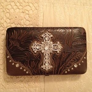 Cross embossed wallet