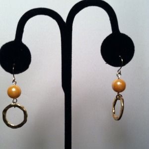 Faux Pearl Beads with Circles Earrings