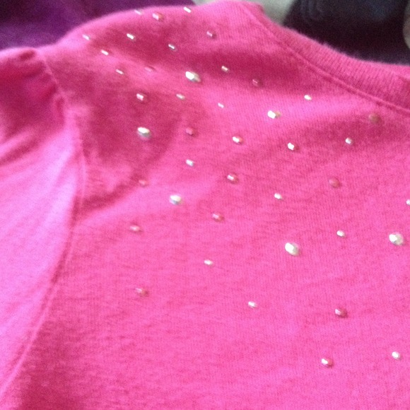 Little Girl's Pink long sleeve Short w/ studs - Picture 2 of 2