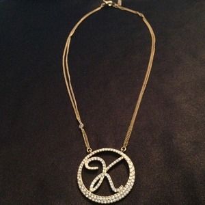 Monogram K necklace with crystals