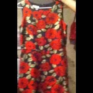 Flower career dress in red