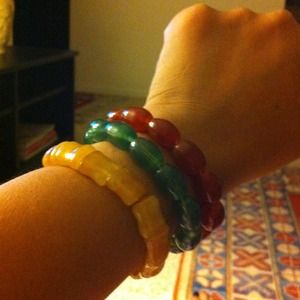 Real Jade green, amber and yellow bracelets