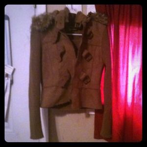 Brown Jacket with fur detachable hood