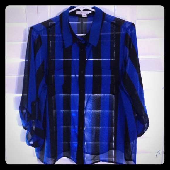 Forever 21 Tops - 💢SOLD💢Black and Blue Striped Top