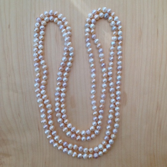 Pink/off white Freshwater rope necklace
