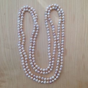 Pink/off white Freshwater rope necklace