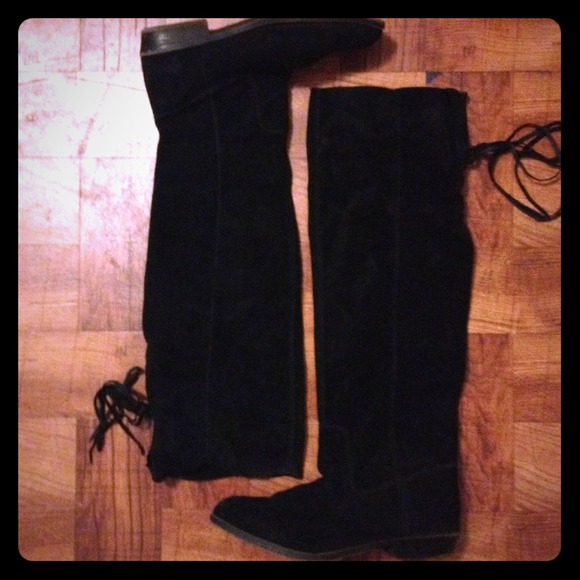Knee high suede boots
