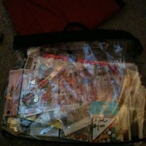 Big bag of crafts stickers and paper and goodies