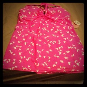 Hot Pink Flying Birds Tankini Top