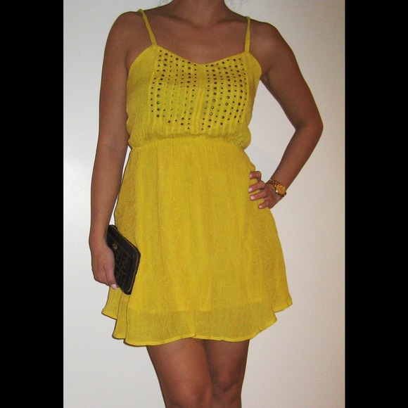 Bright yellow dress!