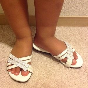 Adorable White Girl Sandals