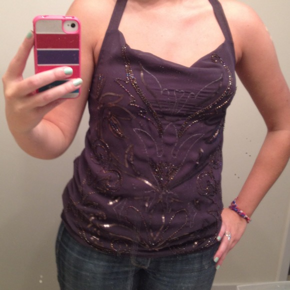 Gray sequin Express tank top - Picture 3 of 3