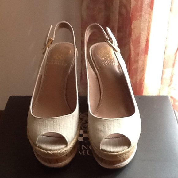 Vince Camuto Shoes - BNWB Vince Camuto Beige Canvas Slingback Wedge