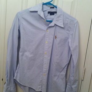 Polo slim fit long sleeve button up shirt. HOLD