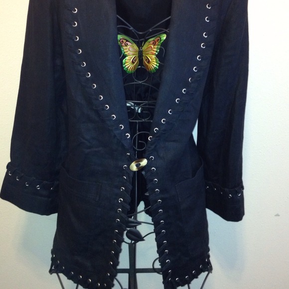 "*SOLD**Cedars" Black Blazer size S - Picture 3 of 3