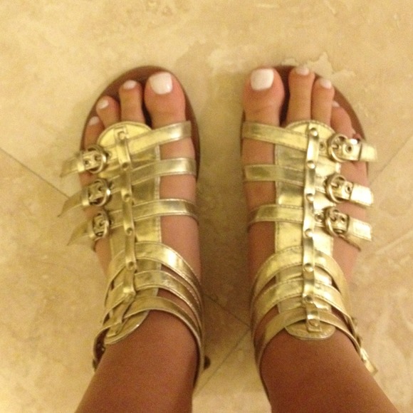 Gold gladiator sandals
