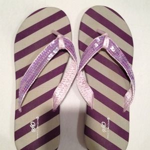 Purple sequins flip flops
