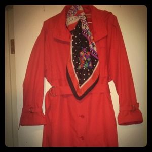 Red London Fog Trench Coat..Calf Length&Gorgeous!!