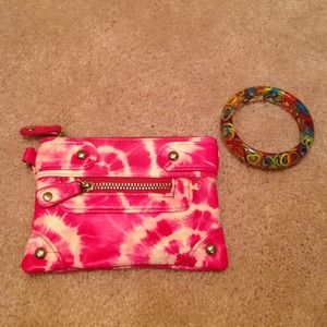 Pink & white zipper purse