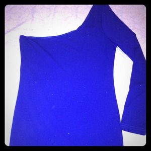 SOLD-Blue glittery one shoulder dress