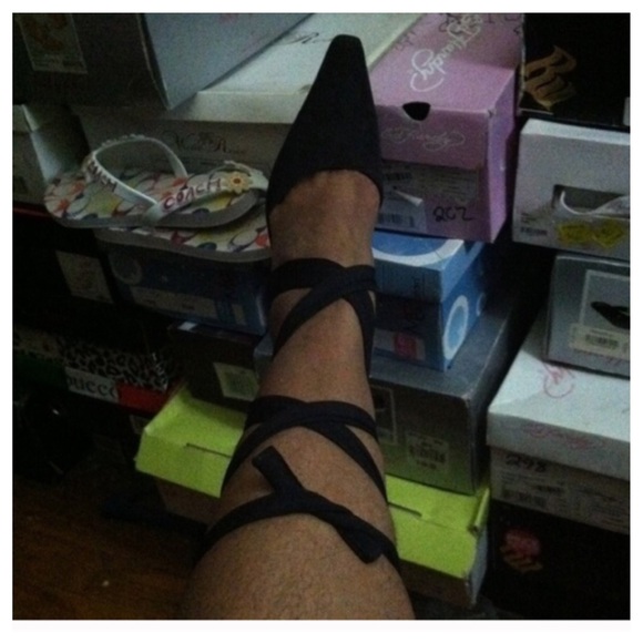 💥REDUCED💥Black Dressy Lace up Slides/Pumps sz 6