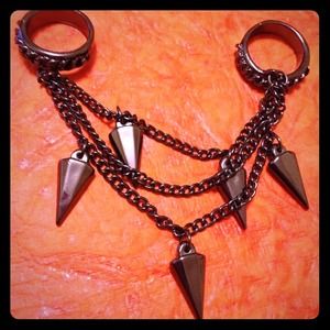 Gunmetal spiked double slave ring