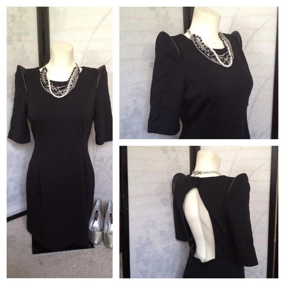 Lush Dresses & Skirts - RESERVE Black Pointed Shoulder Open Dress Large