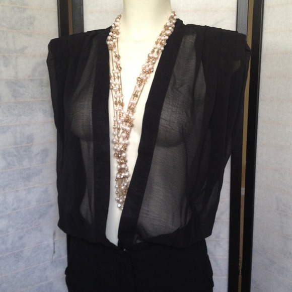 RESERVE Fora Sexy Sheer Chiffon Black Romper Large - Picture 2 of 4