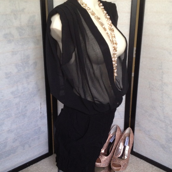 RESERVE Fora Sexy Sheer Chiffon Black Romper Large - Picture 3 of 4