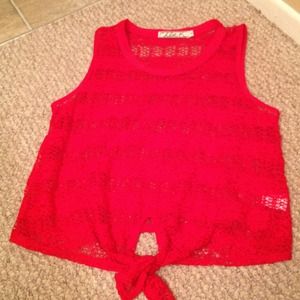 Red see through tank top