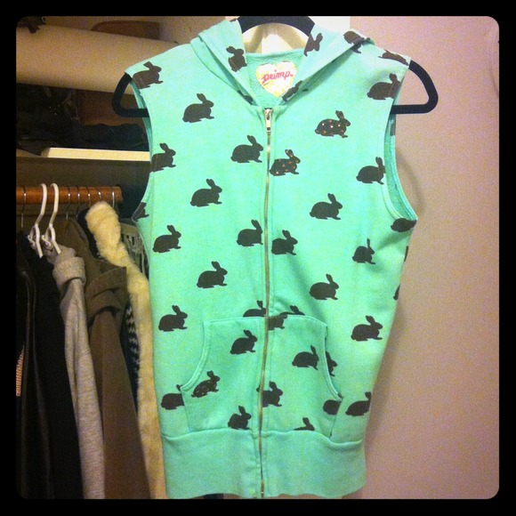REDUCED: Mint bunny-print Primp vest hoodie