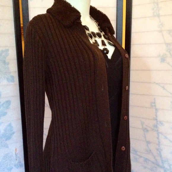 ๐ฅ๐ฅ๐ฅ Vtg Express Faux Fur Long Sleeve Cardigan - Picture 2 of 4