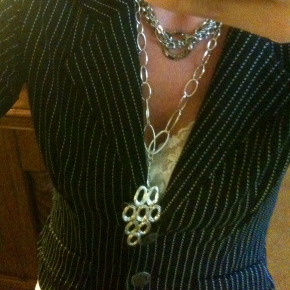 Silver look long necklace