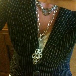 Silver look long necklace