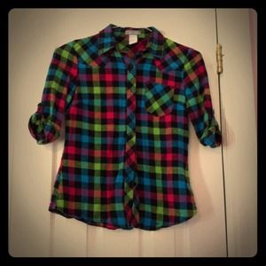 Plaid long sleeve flannel shirt