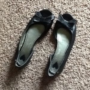 Reserved Black Peep Toe Flats