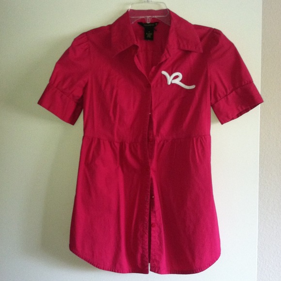 Pink short sleeve button up