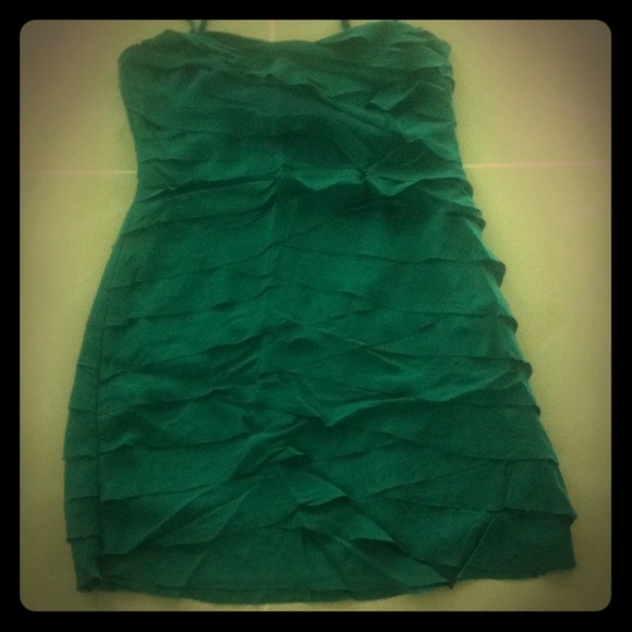 Hunter Green Silk Party Dress -small