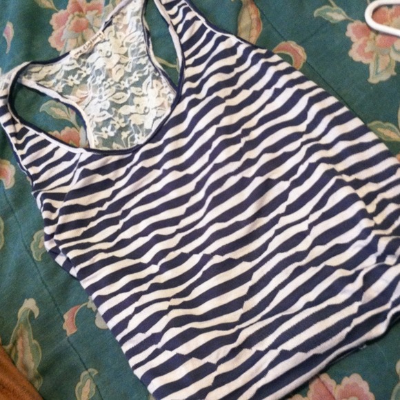 Laced Blue and White stripped Shirt.